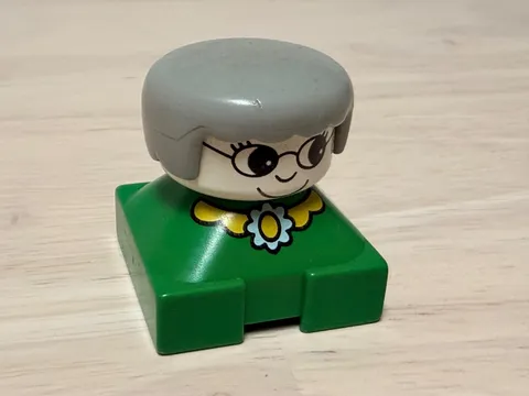 Vintage Lego Duplo Square Base Body Figure - 2327pb23 - Grandmother / Grandma