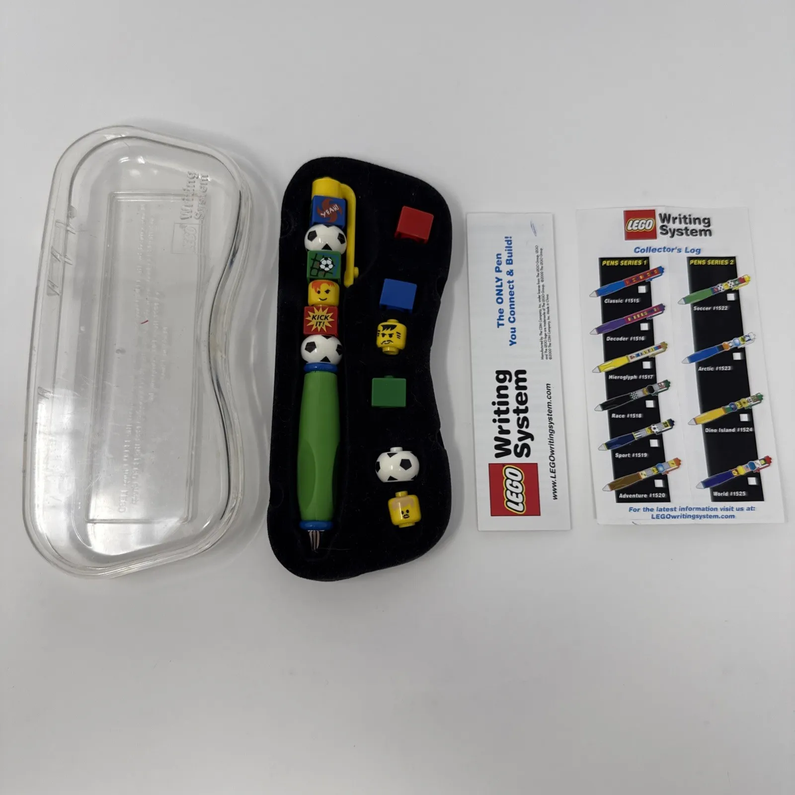 Vintage Lego Writing System Soccer Pen Rare Collectible (Lego 1999) w/ Case