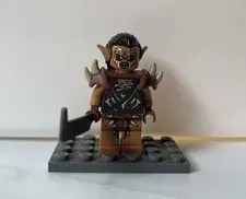 LEGO Gundabad Orc minifigure with hair and shoulder spikes lor077