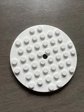LEGO 74611 White Plate, Round 8 x 8 with Hole 1 Piece
