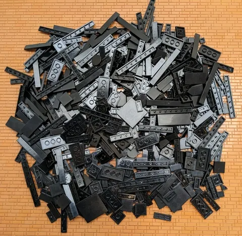 LEGO 400pcs Black Tiles 1x2 1x3 1x4 1x6 1x8 2x4 2x2 Mix Tiles Flat Plate Smooth