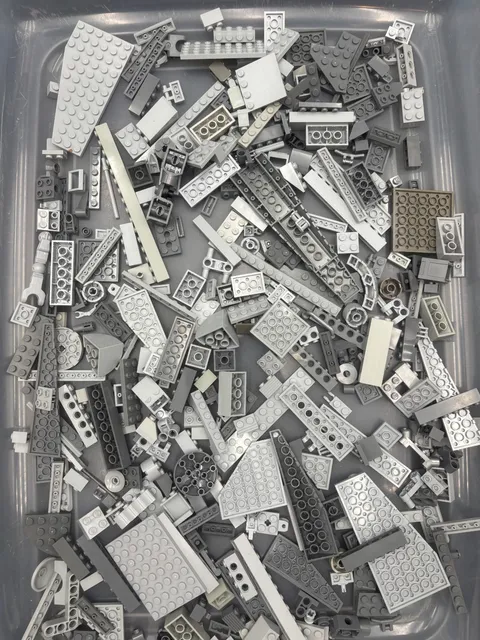 1 lb. Bulk Mixed Gray Legos - standard blocks and unique pieces (Lot J)
