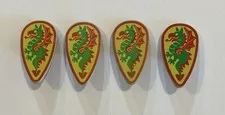 Lego Dragon Master Knights Castle Minifigure Green Dragon Ovoid Shield x 4