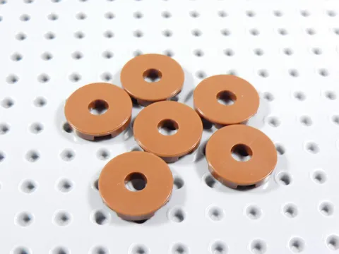LEGO Lot of 6 Reddish Brown Round 2x2 Smooth Plates w/ Open Center BA