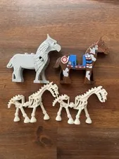 Lego Horses lot! 4 horses. Mixed Condition. Indian horse, two Skeleton horses