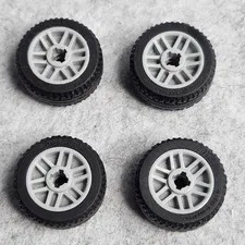 LEGO 11208c01 Wheel 14mm D x 9.9mm with Black Tire 21 x 9.9 Light Bluish Gray x4