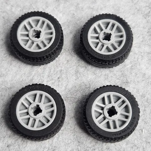 LEGO 11208c01 Wheel 14mm D x 9.9mm with Black Tire 21 x 9.9 Light Bluish Gray x4