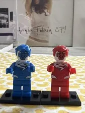 SUPERMAN BLUE RED LEGO MINIFIG FIGURE dc comics superman electric jurgens jla