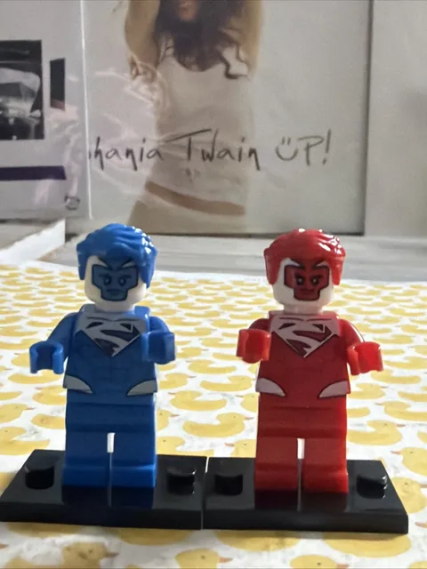 SUPERMAN BLUE RED LEGO MINIFIG FIGURE dc comics superman electric jurgens jla