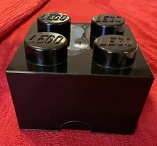 Lego Storage Brick Black 4Knobs Stackable Toy Storage 9.75x9.75x5.75 Inches