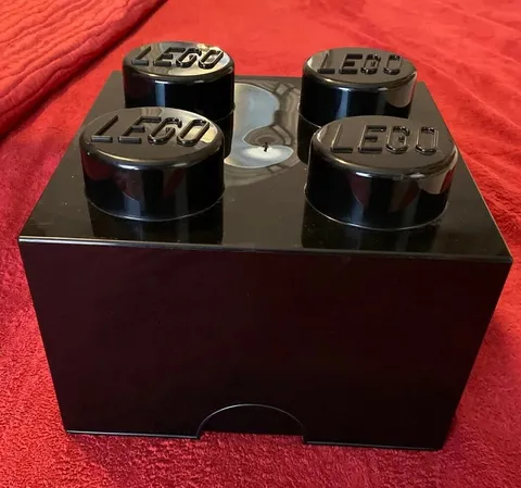 Lego Storage Brick Black 4Knobs Stackable Toy Storage 9.75x9.75x5.75 Inches