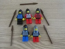 Lego Castle Lot 5 Minifigures Black Red Knights Scale Mail