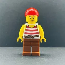 Lego Minifigure Pirate - Male, Red Bandana, White Tank Top pi187 Pirates