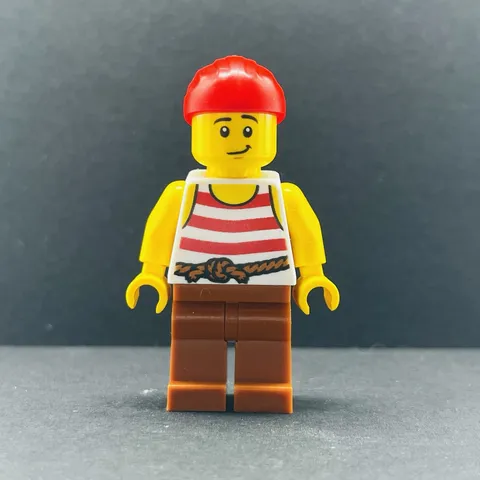 Lego Minifigure Pirate - Male, Red Bandana, White Tank Top pi187 Pirates