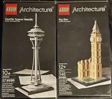 Two NIB Lego Architecture Sets, Big Ben 21013 And Seattle Space Needle 21003