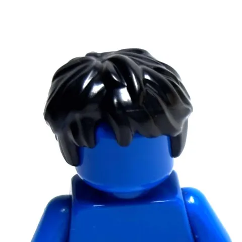 Lego - Minifigure Hair - Black, Messy, Wavy, Bangs