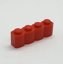 Lego Prototype Red 1x4 Brick Modified with Log Profile Error Test Piece