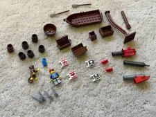 Lego Pirate Lot with Cannons, barrels, flags, minifig and a Monkey!!