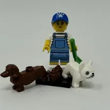 Lego Dog Sitter Minifigure Walker Collectible Series 19 CMF Complete w/ 2 Dogs
