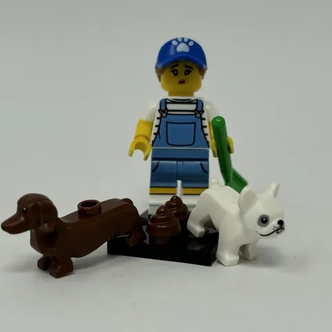 Lego Dog Sitter Minifigure Walker Collectible Series 19 CMF Complete w/ 2 Dogs