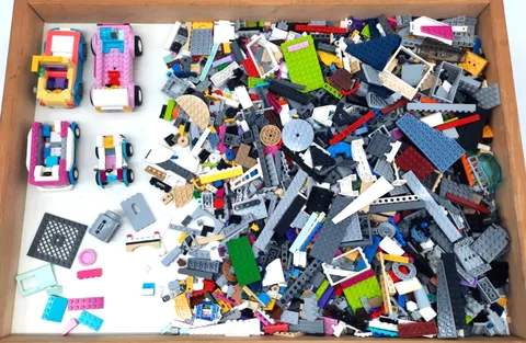 5 lbs Bulk LEGO Diverse Mix of Bricks, Cars, Frames, stored on (W2-T)