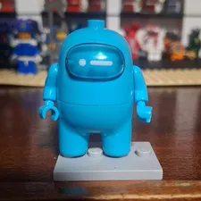 LEGO Among Us Blue Crewmate Minifigure Custom 3D Printed w/ Display Base