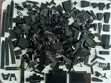 LEGO Lot of 350 BLACK Mostly Specialty Pieces, Hoods, Car Parts, Angles, Hinges