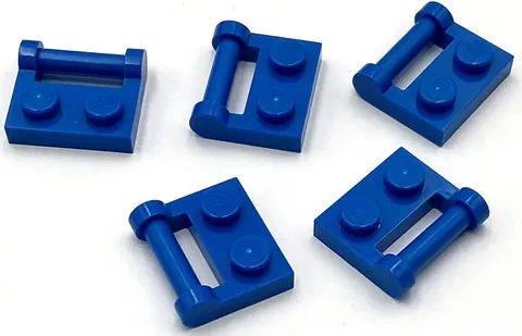 Lego 5 New Blue Plates Modified 1 x 2 with Bar Handle on Side Closed Ends Parts