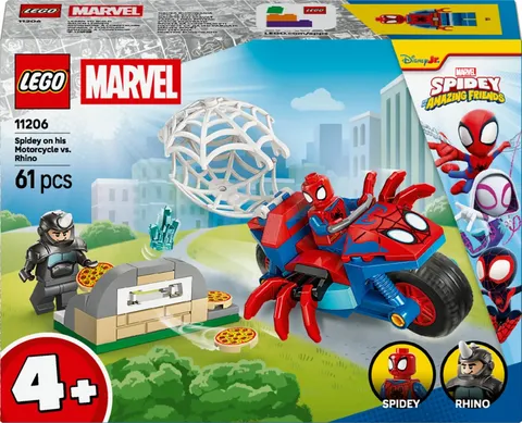 LEGO Marvel Spidey & His Amazing Friends Spidey on his Motorcycle vs Rhino 11206