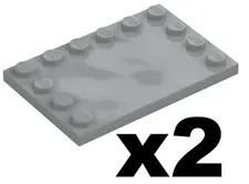 Lego New Part 6180 Light Bluish Gray TILE 4 x 6 Modified Studs on Edge Qty 2 LG2