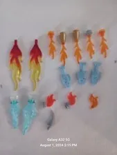 LEGO LOT 16 WAVE FLAMES MARBLED TRANS ORANGE YELLOW RED ,Blue Fish