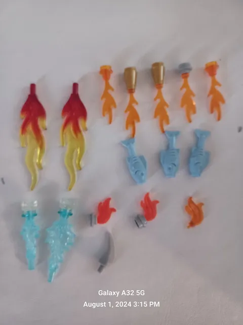LEGO LOT 16 WAVE FLAMES MARBLED TRANS ORANGE YELLOW RED ,Blue Fish