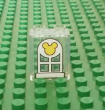 Lego DUPLO 1x2x2 Clear Brick with Window and Mickey Mouse Logo for Set 10889