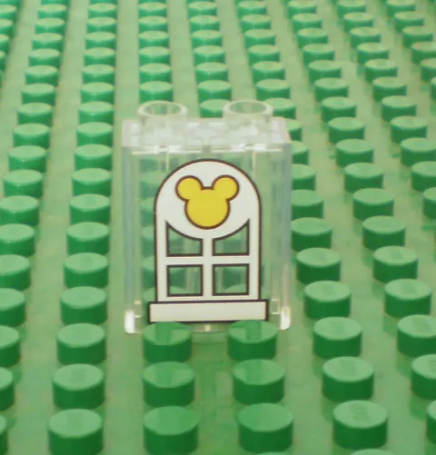 Lego DUPLO 1x2x2 Clear Brick with Window and Mickey Mouse Logo for Set 10889