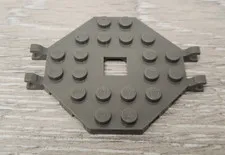 Lego 2539 Old Dark Gray Plate Modified 6 x 6 Octagonal Open Center and 4 Clips