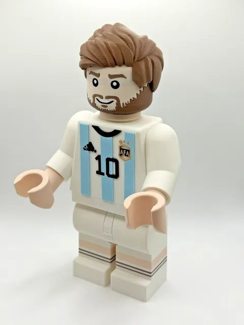 3D print LEGO Like Messi Fan Art Inspired 9inch Argentina #10 White/Blue Uniform