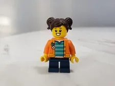 Lego New Minifigure Madison Maddy Orange Jacket Dark Azure Backpack