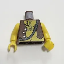Lego Pirate Torso Anchor Tattoo Brown Vest Chest Hair Minifig Minifigure 