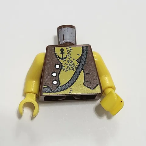 Lego Pirate Torso Anchor Tattoo Brown Vest Chest Hair Minifig Minifigure 