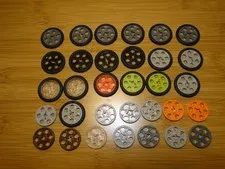 LEGO Technic Wedge Belt Wheel (Pulley) Lot - Clear  Brown Gray Lime green Trans