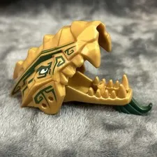 LEGO Dragon Head Ninjago Upper & Lower Jaw Spiny Dark Green Stripes Piece Gold