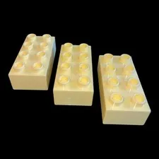 lot of 3 pale yellow Duplo blocks - 2X4 - combined shipping (YELL28)