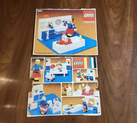 Vintage Lego 261 Bathroom Set Box Cover And Bottom Only 1978