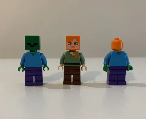 Lot Of 3 Lego Minecraft Mini figures - Zombie, Alex, & Blank