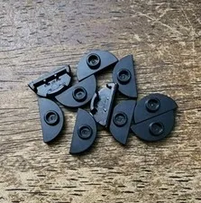 LEGO Black Plate, Round 1 x 2 Half with 1 Stud (Jumper). QTY 10. Part No. 1745.