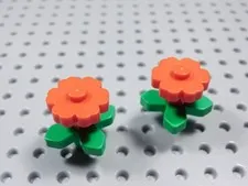 LEGO Lot of 2 Red Flowers w/ Green Stems Plants Minifig BS