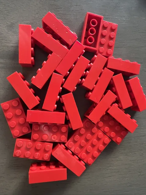 LEGO 3001 Red Brick 2 x 4 - 27 Pieces Dented