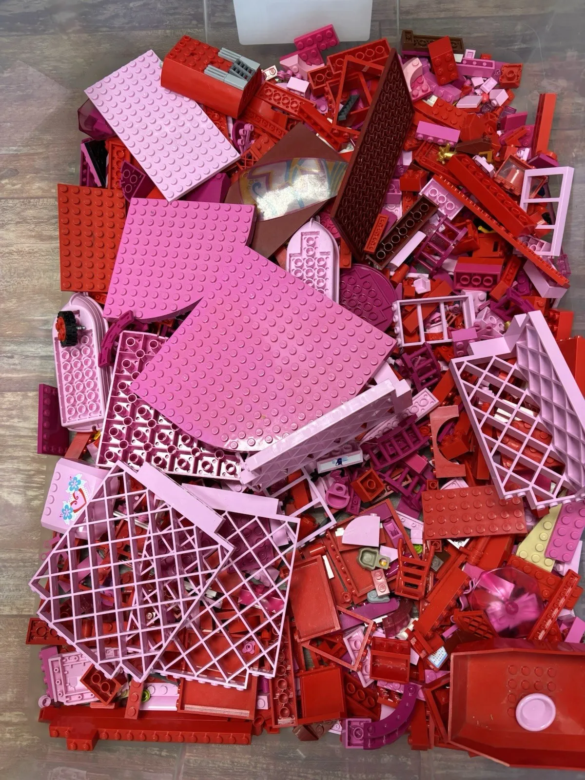 Lego Bulk Lot Mixed Pieces Mostly Pink Red 3lb 7oz Premium