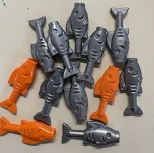 LEGO Parts - Lot Of 12 Fish 64648 - Orange And Silver