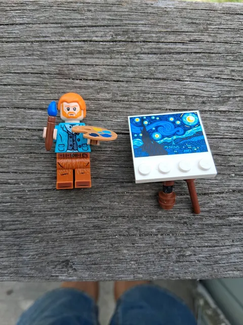 Vincent Van Gogh , Paintbrush Pallet And Easel! Easel Missing One Leg!